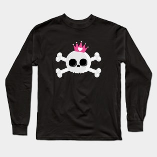 Cute Emo Skull with Crown Long Sleeve T-Shirt